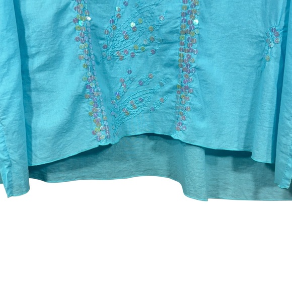 Lotus Traders Blue Sequin Hand Made Tunic Size 3X - Picture 5 of 11